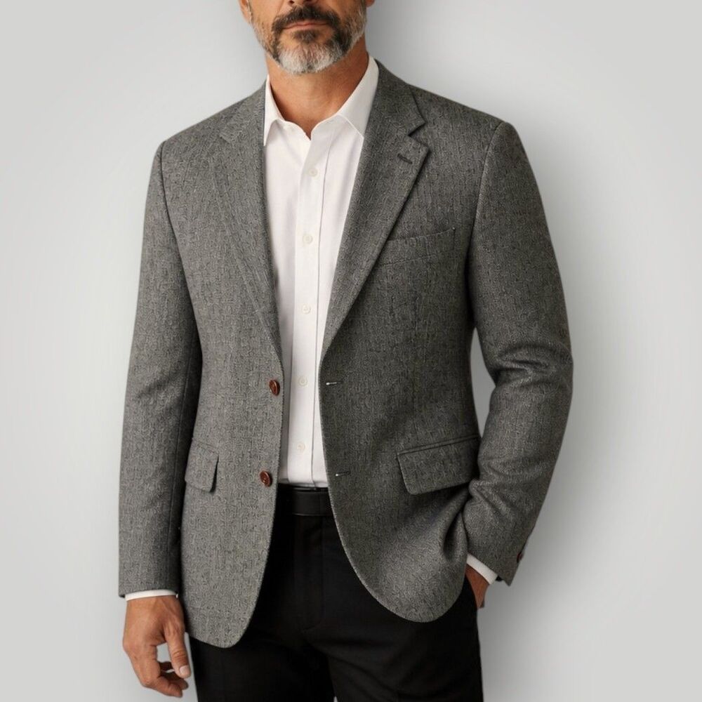 VNG ORVIS Men Blazer Sport Coat Two Button Casual Jacket 44R SILK Gray